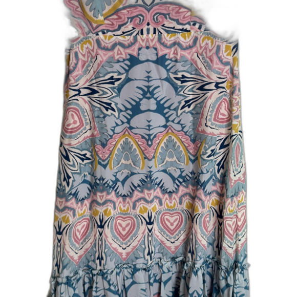 Etro ladies floral print boho butterfly keyhole midi silk dress size 44 us 10 - Picture 13 of 15